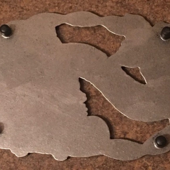 Decorative Flowering Braided Pewter Trivet w/ Welc - Picture 2 of 2